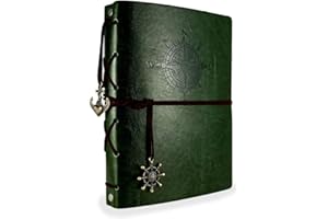 ThxMadam Green Scrapbook Leather Photo Album Vintage Wedding Guest Book Memory Book with 60 Black Pages Present for Valentines Anniversary Mother's Day Birthday Gift for Teacher Student Kids Friend