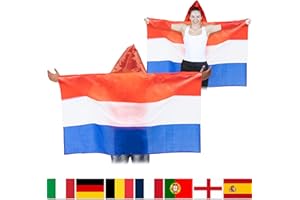 UOQO 2Pack Niederlande Flagge Cape Large 3X5Ft. Wearable Niederländische Flagge Dekorationen Holland fanartikel für 2024 Euro Football Championship Support & Paris Olympic Games Deko. Flaggen der Welt