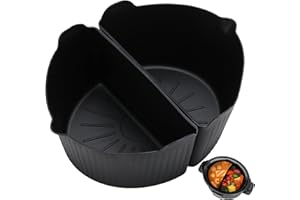 Darbermu Slow Cooker Liner, 2pcs Silicone Slow Cooker Divider Liners for Crockpot 6-7QT, Reusable Cookers Accessories for Home Kitchen (Black)