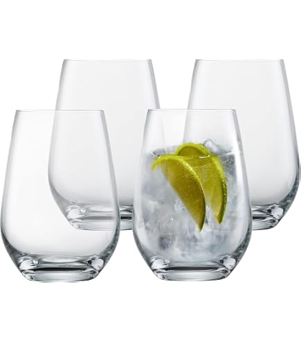 Spiegelau & Nachtmann Lot De 4 Verres à Gin Tonic En Cristal 625 Ml - Design Glamour Avec Lignes Verticales Pour Cocktails Parfaits