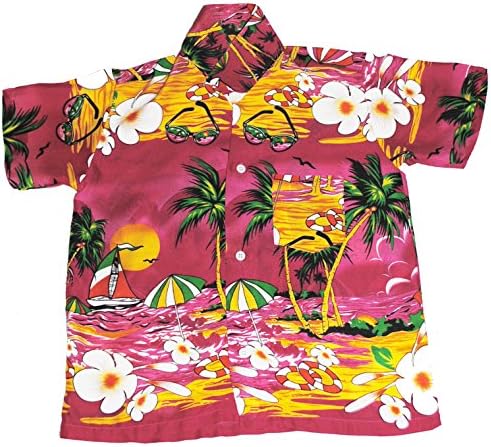 Hawaiian Shirt Beach Boys Girls Kids Childs All Ages &amp; Colours Pink XL