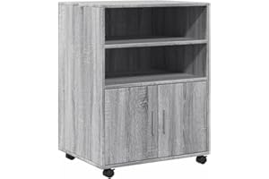 vidaXL Armario con Ruedas Madera de ingeniería Gris Sonoma 60x48x81 cm, Armario rodante, archivador, archivador para casa, armarios rodantes