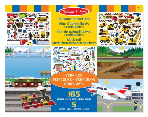 Melissa & Doug - 14199 - Block mit Wiederbenutzbaren Stickern - Fahrzeuge