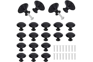 WYTNB 30mm Bouton de Meuble Noir Rond, 16 Pièces Noir Tiroir de Porte Poignée, Boutons Armoire Ronds avec 16 Pièces Vis pour Armoires, Tiroirs, Meubles, Cuisine