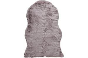 Knutzen Wohnen Arvid Deluxe Kunstfell Teppich 55 x 80 cm Taupe - Kunstfell Stuhlauflage - Fellteppich - Lammfell Schafsfell Imitation - Dekoratives Element für jeden Wohnraum