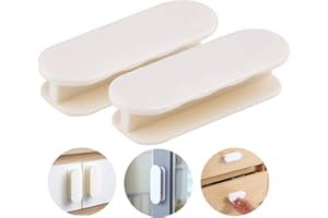 CICIING Białe plastikowe samoprzylepne uchwyty do szafek, szuflad, okien i szklanych drzwi, 2 szt