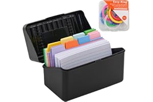 VANRA Porta schede 3x5 Flash Card Organizer Case 300 schede colorate Bulk Blank Note Card con anello (nero)
