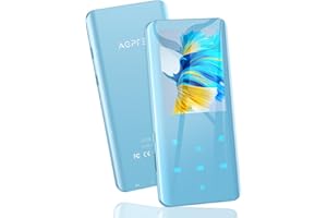 AGPTEK 32 Go Lecteur MP3 Bluetooth 5.3 avec Écran TFT 2,4 Pouces, Lecteur de Musique HiFi avec Haut-Parleur, Boutons Tactiles, Radio FM, Enregistrement Jusqu'à 128 Go, Bleu