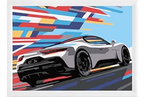 Zimrobin Malen Nach Zahlen ab 5 6 7 Jahre Mädchen und Junge, Malen Nach Zahlen für Kinder mit Rahmen 3 Pinsel und Acrylfarben, 18 X 24cm（Coole Sportwagen2）