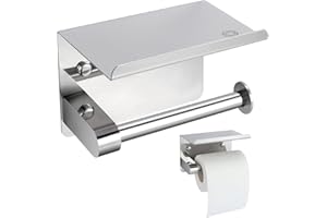THEARMAN Toilet Roll Holder Wall Mounted Shelf - SU304 Stainless Steel,Toliet Paper Holders 𝐒𝐜𝐫𝐞𝐰𝐚𝐛𝐥𝐞/𝐒𝐞𝐥𝐟 𝐀𝐝𝐡𝐞𝐬𝐢𝐯𝐞,Rustproof Tissue Holder Bathroom & Kitchen TRH01 Silver