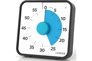 LIORQUE 19cm Grand Minuteur Visuel Timer Classe Aimanté, Silencieux sans Tic-Tac, 3 Modes d'Alarme: Sonnerie, Lumière et Vibration, Convient pour Cuisine, École, Bureau - Piles incluses (Bleu Foncé)