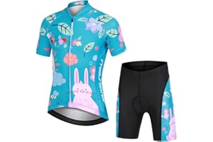 Amur Leopard Set da Ciclismo Bambino Maglia a Maniche Corte e Pantaloncini con Seduta Imbottita Completo da Ciclismo Bambini Ragazze
