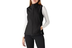 Outdoor Ventures Gilet softshell da donna, senza maniche, leggero, antivento, caldo, in pile, con colletto alto, sportivo, con 4 tasche, per escursioni, campeggio