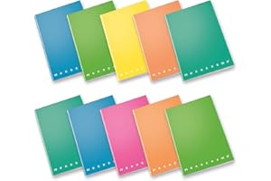 Pigna, Maxi Quaderno Monocromo FLUO, A4, 80 g/m², 80 pagine con risguardo, Copertina in Cartoncino, Plastificata Opaca, interno 0C, Righe con margine, Colori Assortiti, 10