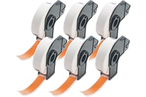 ‎BETCKEY BETCKEY - 6 Rollen DK-11203 Dateiordner-Beschriftungen Kompatibel mit Brother, 17mm x 87mm, 1800 Farbige Etiketten Orange für Brother QL Etikettendrucker