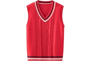 Yishengwan V-Ausschnitt Strickweste Kinder Ärmellos Pullover Gestrickte Pullunder Strickpullover Oberteile Weste für Jungen Mädchen