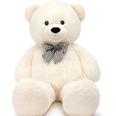 Peluş Ayı 120 cm Papyonlu Sevimli Ayı - Sevgiliye En &Ouml;zel Hediye Beyaz