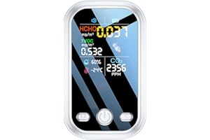 KMDZDZGS Air Quality Monitor, Multifunctional Portable Air Quality Meter with Real Time Data, temperature humidity CO2 HCHO TVOC Monitor, alarm for poor air quality, for Family Offices Schools (White)