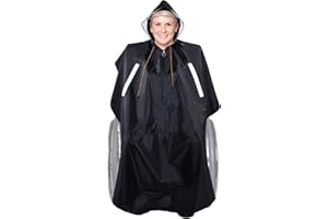 RELEDESA Cape de Poncho de Pluie pour Fauteuil Roulant Manteau Adulte avec Capuche Semi-Transparente et Fermeture à Glissière Imperméable, Cape de protection de pluie avec bandes réfléchissantes