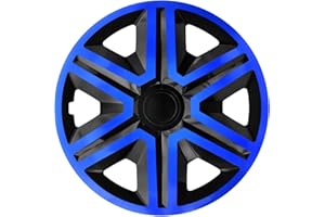 Ohmtronixx Action Radkappen 14 Zoll 4er Set, schwarz/blau, Radzierblenden aus ABS Kunststoff