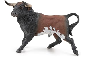 PAPO - Figura Toro Spagnolo - Giocattolo per Bambini dai 3 Anni - Animale della Fattoria Realistico - Dipinto a Mano - Collezione La Vita in Fattoria - Plastica Resistente e Dettagliata - 51183