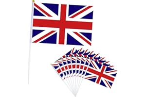 YAAVAAW 10er Englisch Flagge Klein Englisch Fahne 21x14cm, Oly Flagge Englisch UK Handflagge Englisch Fanartikel Mini Britisch Handgehaltene Flaggen für Olye Deko 2024,Euro Fußball Party EM Deko