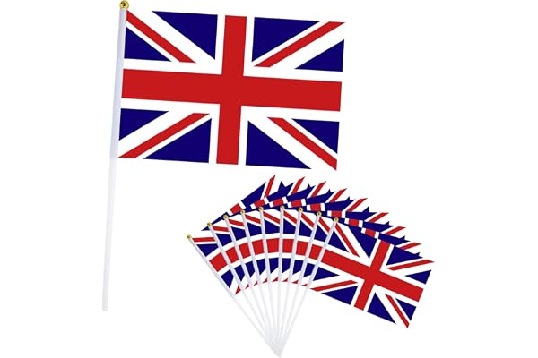 YAAVAAW 10 pièces Mini Drapeau à La Main de Royaume-Uni,Petit Drapeaux Royaume-Uni Personnalisable Mat,avec Tiges en Plastique,pour Oktoberfest Événements Sportifs,Décoratifs d'extérieur,Fête
