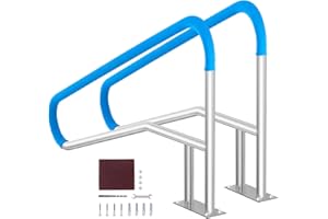 VEVOR Pool Handrail, 2 PCS 55 x 32 inch Pool Railing, Stainless Steel with Base Plate for Indoor/Outdoor Pools,Swimming Pool Railing for Decks,Rust-Proof Grab Bar w/Grip Cover&Accessories for Spas
