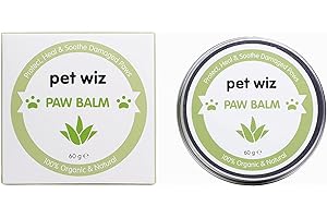 pet wiz Balsamo per Zampe e Naso per Cani e Gatti – Ingredienti biologici e Naturali – Balsamo Biologico per Zampe e Naso per Cani e Gatti – Olio di Cocco, Burro di karitè, vitamina E e Aloe (60 g)