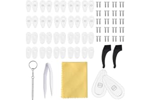 NATUCE 20 Pares Almohadillas de Nariz, Almohadillas de Nariz para Gafas Silicona de Cámara de Aire, Gancho del oído de gafas, Kit de Reparación de Gafas con Tornillos Pinzas y Paño de Limpieza