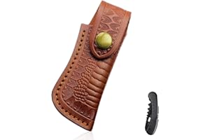 Funda de cuero ZORVYN 1 unidad – estuche marrón de cinturón para navajas plegables/bolsillo