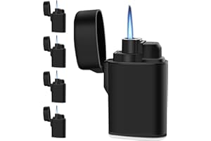 Navpeak Mini Torch Lighter Windproof Jet Flame Butane Gas Pocket Refillable for Candles, Outdoor, Fireworks, Camping, Fireplaces, Gas Stoves, Ovens 5 Pack (Butane Not Included) (Black)