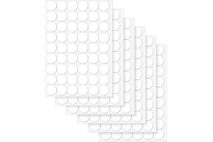 SAVITA 6 Fogli / 324 Pezzi Adesivi per Fori per Viti, Autoadesiva Vite Copertura Adesivi Coprivite Antipolvere Copriforo per Viti per Guardaroba Armadietti da Cucina Librerie Mobili in Legno (Bianco)