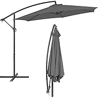 ECD Germany Alu Ampelschirm Anthrazit Ø 300 cm Rund inkl. Kurbel/Standfuß, wasserabweisend, UV-Schutz, neigbar-knickbar…