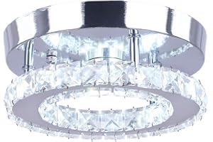 diisunbihuo Mini Kristall Kronleuchter Große Kristall Deckenlampe Runde LED Pendelleuchte für Flur Treppe (kühl weiß) (Round Cool White)