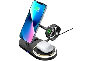 MECUBVR Bezprzewodowa ładowarka, stacja ładująca Apple Watch i iPhone, indukcyjna stacja ładująca 3 w 1, bezprzewodowa ładowarka do iPhone 15, 14, 13, 12, Samsung S23, S22, S21, Airpods 3, 2 Pro/Apple