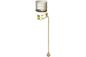 B&P Lamp® Porcelain Pull-Chain Socket Interior, Antique Brass Chain
