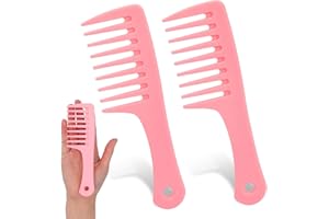 MOZEAT LENS Grzebień podróżny z szerokimi zębami, 2 sztuki, mini grzebień do rozczesywania, grzebień do loków z tworzywa sztucznego, duży grzebień do zębów dla kobiet, grzebień do stylizacji włosów, przenośny