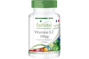 Fairvital | Vitamine K2 100µg - Menaquinone MK-7 Naturelle - à base de natto fermenté - VEGAN - Hautement dosé - 90 gélules