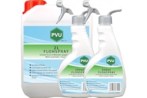Pvu Floh Spray 2L + 2x500ml - Langzeitwirkung gegen Flöhe & Tierflöhe Innen und Außen auf Wasserbasis