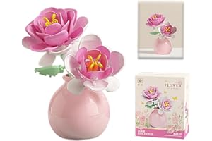 Caelura Building Blocks Flowers, Romantic Roses Building Blocks with Plastic Vase - Creative Home Decoration, Gift Idea for Valentine's Day, Wedding or Mother's Day