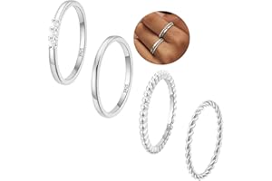 Rajputana 4PC Gold Ringe für Frauen, S925 Sterling Silber 14k Gold gefüllt überzogene stapelbare dünne Daumen Ring Set Cubic Zirkonia zierliche Stapel Gold Knuckle Ringe Set Größe 6-10