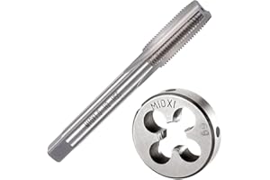 Saipor M10 X 1 Metric Tap and Die Set M10 x 1.0mm HSS Straight Fluted Machine Thread Right Hand Screw Tap and Round Threading Die