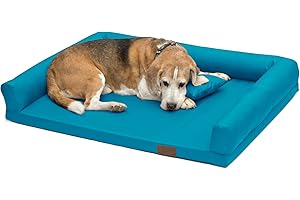 Juelle Ortopedyczne Legowisko dla Średniego psa, ergonomiczny materac z bokami dla średnich psów, Zdejmowany pokrowiec, możliwość prania w pralce, Lucky M-XXL (rozmiar: M - 100x75 cm, Turkusowy)