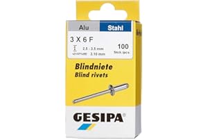 GESIPA Blindniete Mini-Pack 100 Stück (Nietschaft ø 3mm, Scherkraft 700 N, Zugkraft 900 N, Flachrundkopf) 1433530