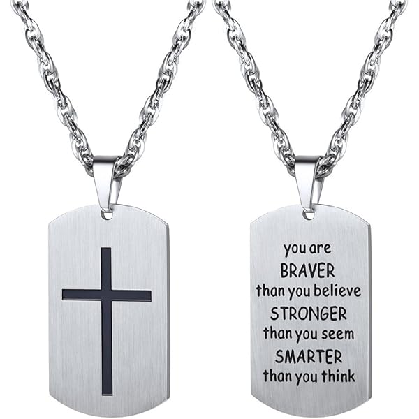 Collier Croix Homme Acier Inoxydable - Chaîne 60cm, Pendentif 4.5x2.8cm, Résistant