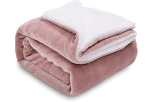 SOCHOW Sherpa Decke Grau Rosa zweiseitige Wohndecken Kuscheldecken, Dicke warm Sofadecke/Couchdecke aus Sherpa, 150 x 200 cm flausch Fleecedecke als Sofaüberwurf oder Wohnzimmerdecke
