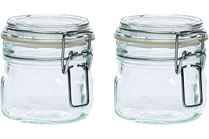 Acan Tradineur - Pack de 2 tarros herméticos de Vidrio Primizie con Junta de Goma, Bote, Frasco Multiusos con Cierre, conservas, legumbres, Pasta, Cereales (200 ml - 8 x 7,2 cm)