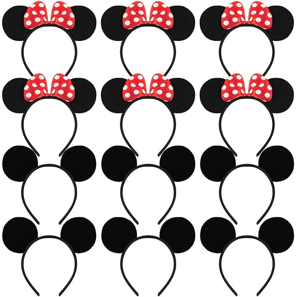 Pack De 6 Diademas De Orejas De Ratón Negras Para Niños Y Adultos – Accesorios De Disfraz Para Fiestas De Cumpleaños, Halloween Y Disfraces