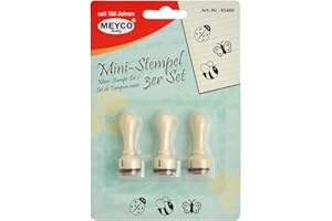 Meyco Lot de 3 tampons en Bois pour Coccinelle, Abeille et Papillon